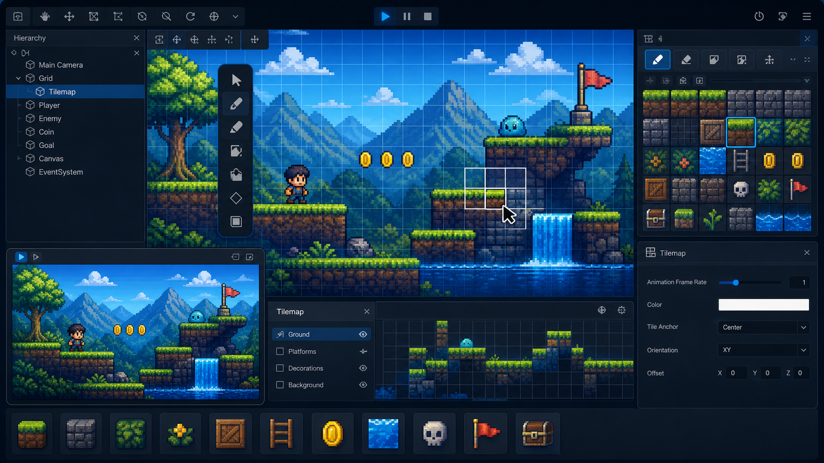 Unity の Tilemap 入門を表したヒーロー画像
